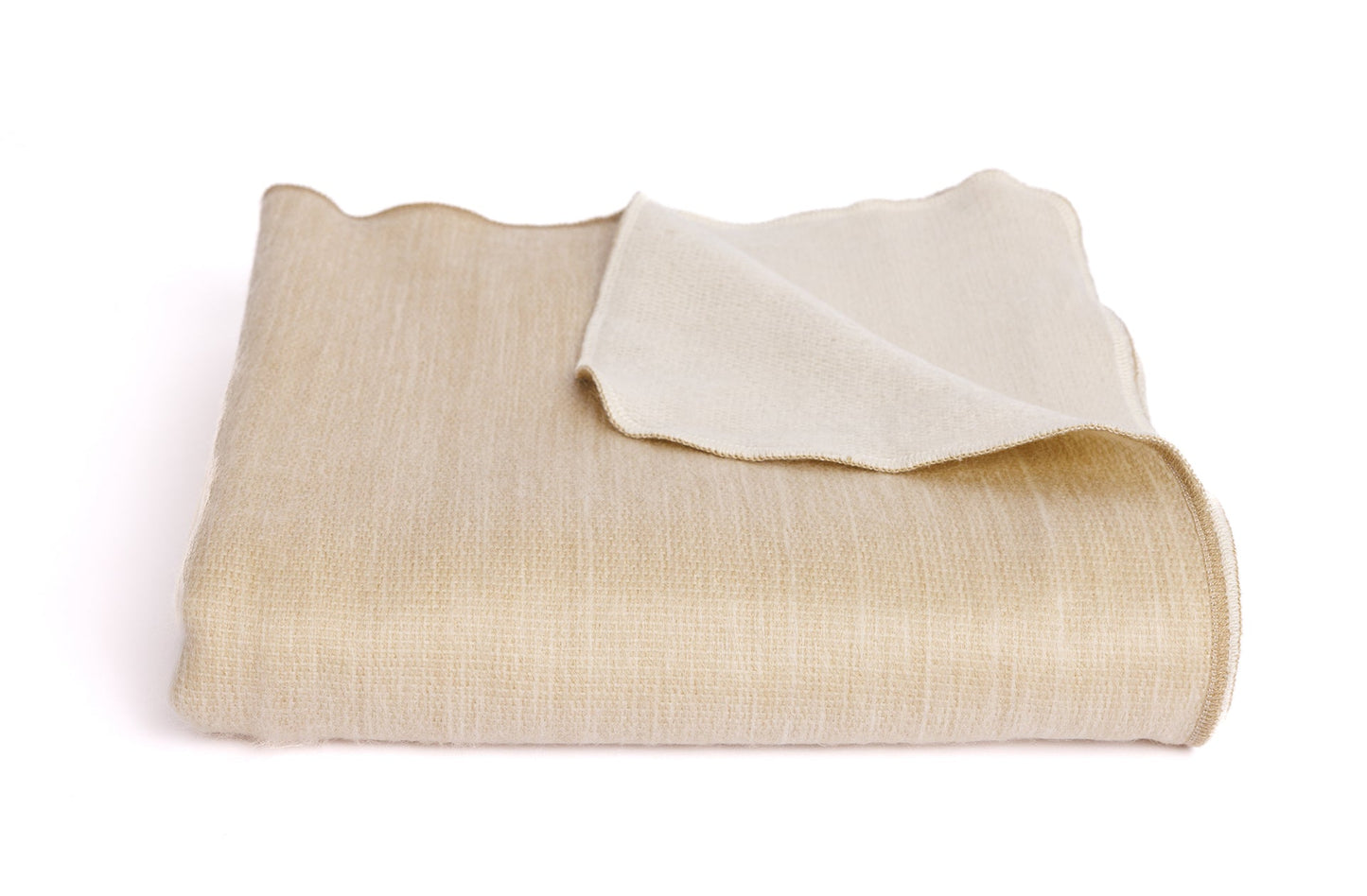 Reversible Alpaca Throw Blanket Handwoven From Ecuador - Natural Tobacco & White - Kani Collection