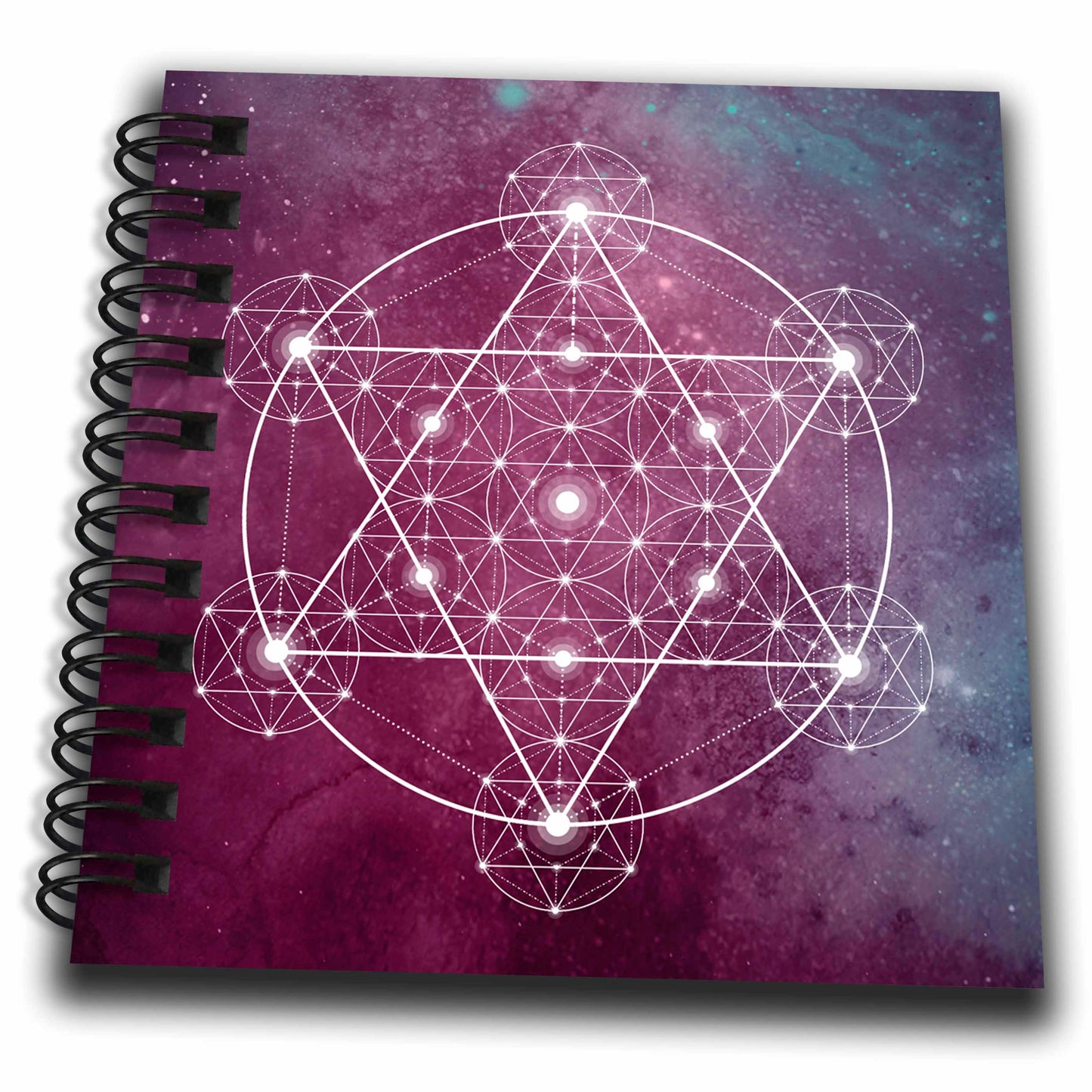3dRose Anne Marie Baugh - Sacred Geometry - Sacred Star Geometry On A Purple and Blue Teal Background - Drawing Books (db_254901)