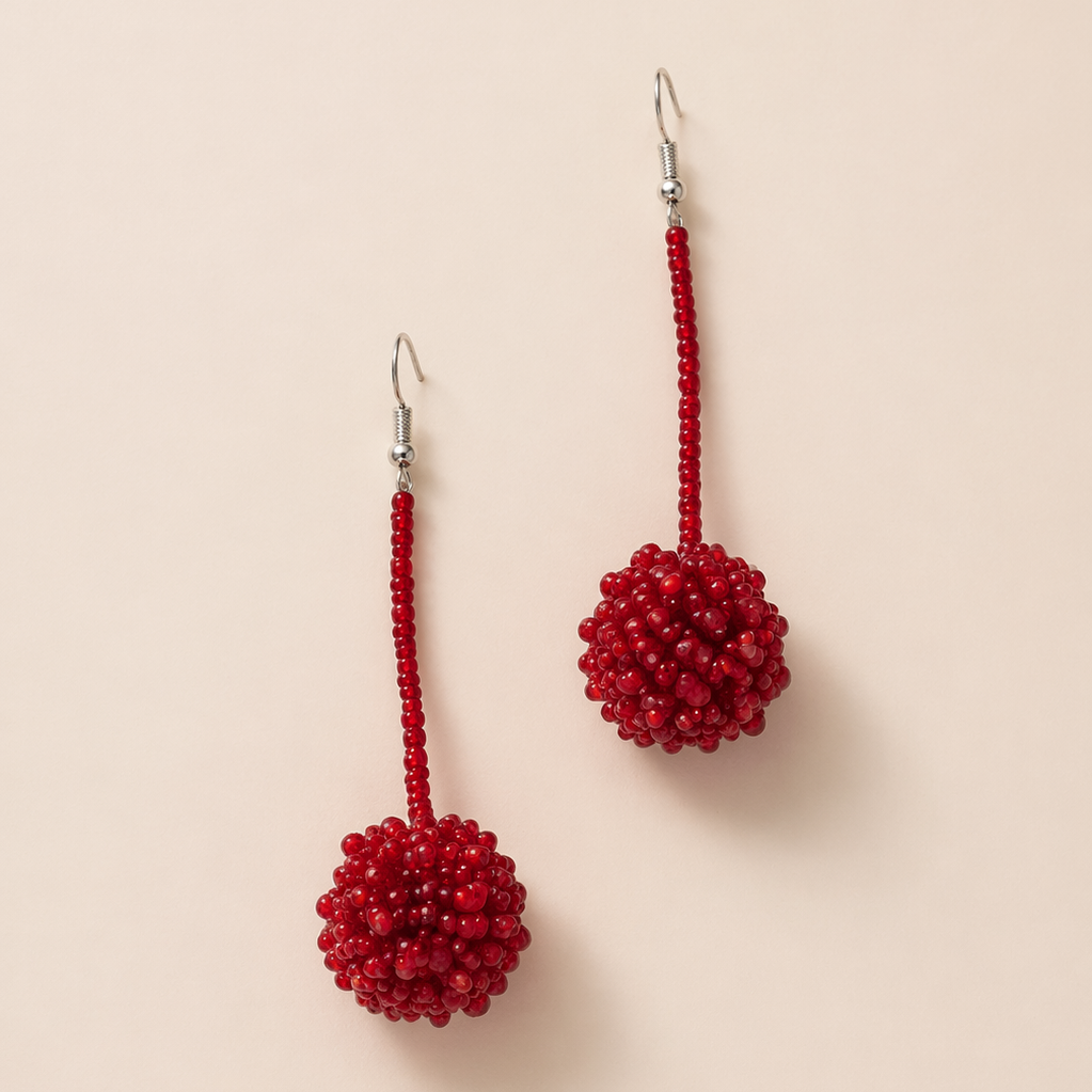 Luna Seed Bead Sphere Drop Earrings – Guatemala