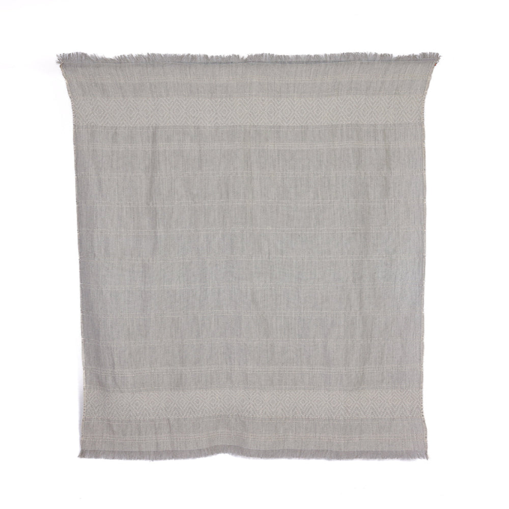 Handloomed Alpaca Throw Blanket From Peru - Gray & Ivory CloudHaven - Allira Collection