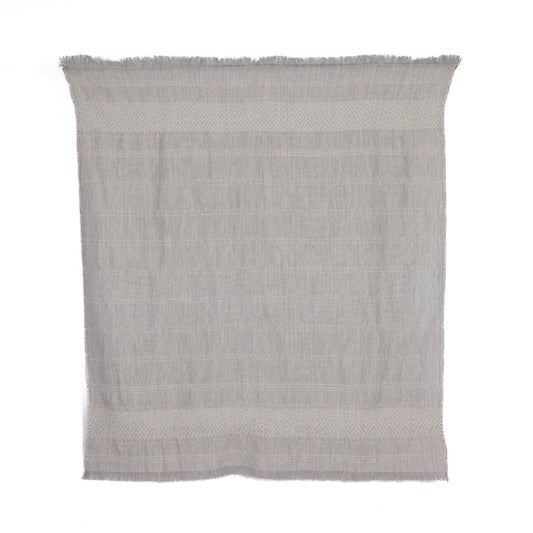 Handloomed Alpaca Throw Blanket From Peru - Gray & Ivory CloudHaven - Allira Collection