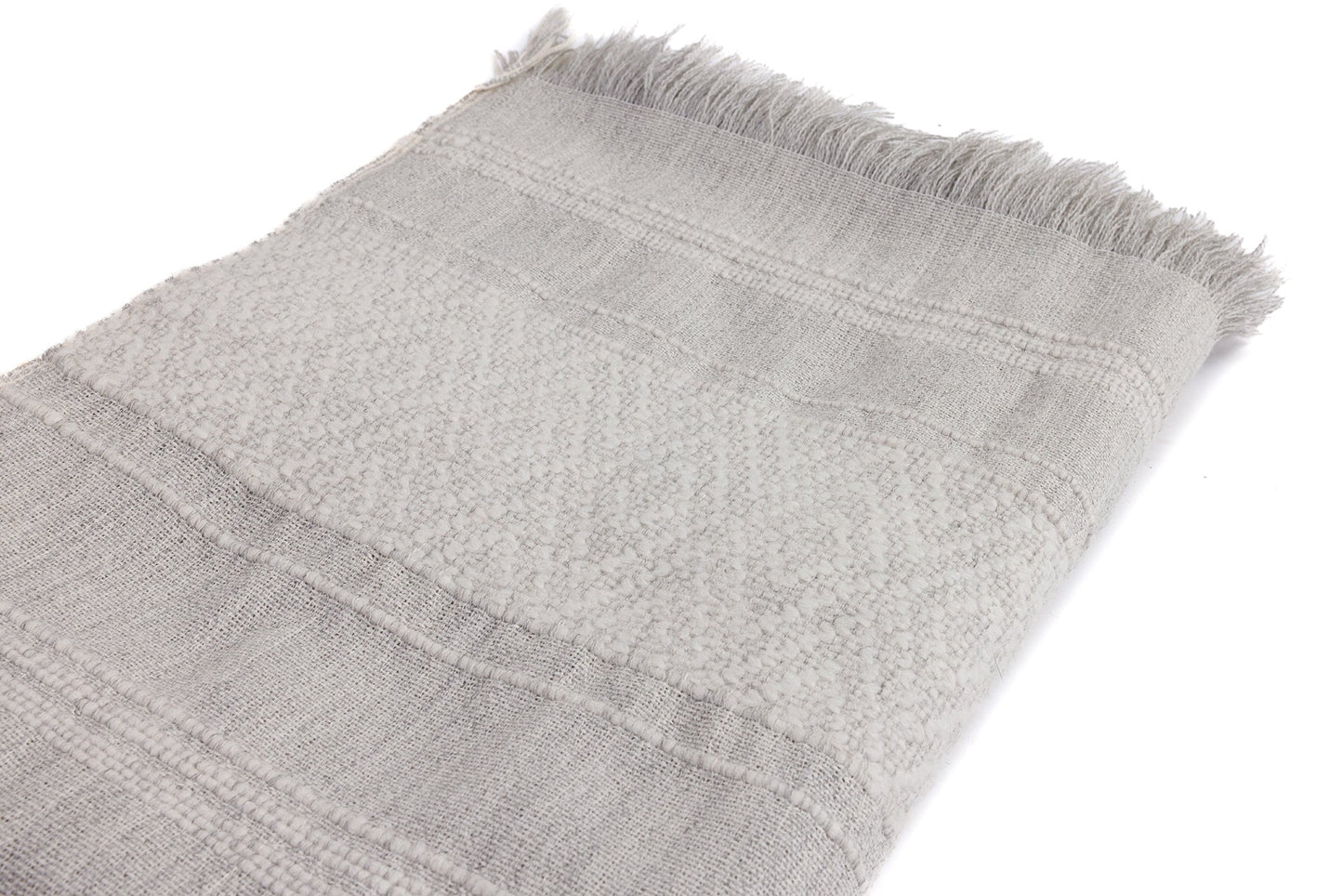 Handloomed Alpaca Throw Blanket From Peru - Gray & Ivory CloudHaven - Allira Collection