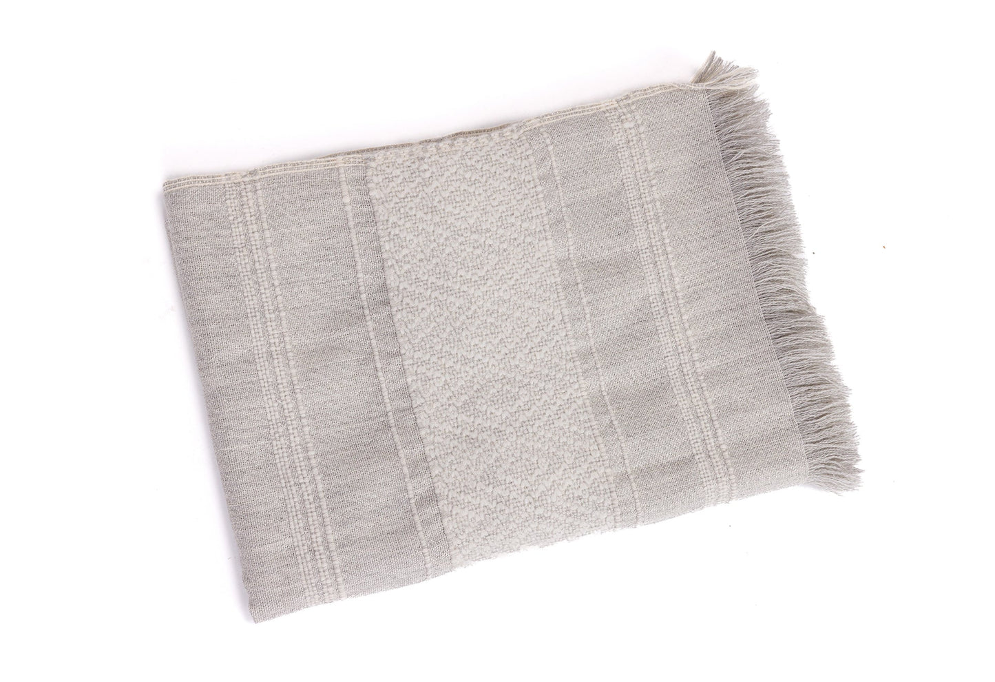 Handloomed Alpaca Throw Blanket From Peru - Gray & Ivory CloudHaven - Allira Collection