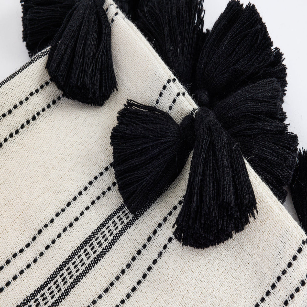 Handloomed 100% Alpaca Throw Blanket - Ink & Ivory Pinstripe - Miska Collection