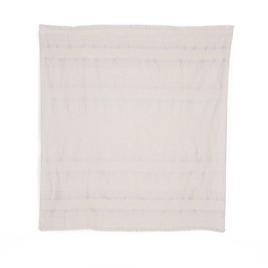 Handloomed Alpaca Throw Blanket - Silver & Ivory Moon Mist - Allira Collection