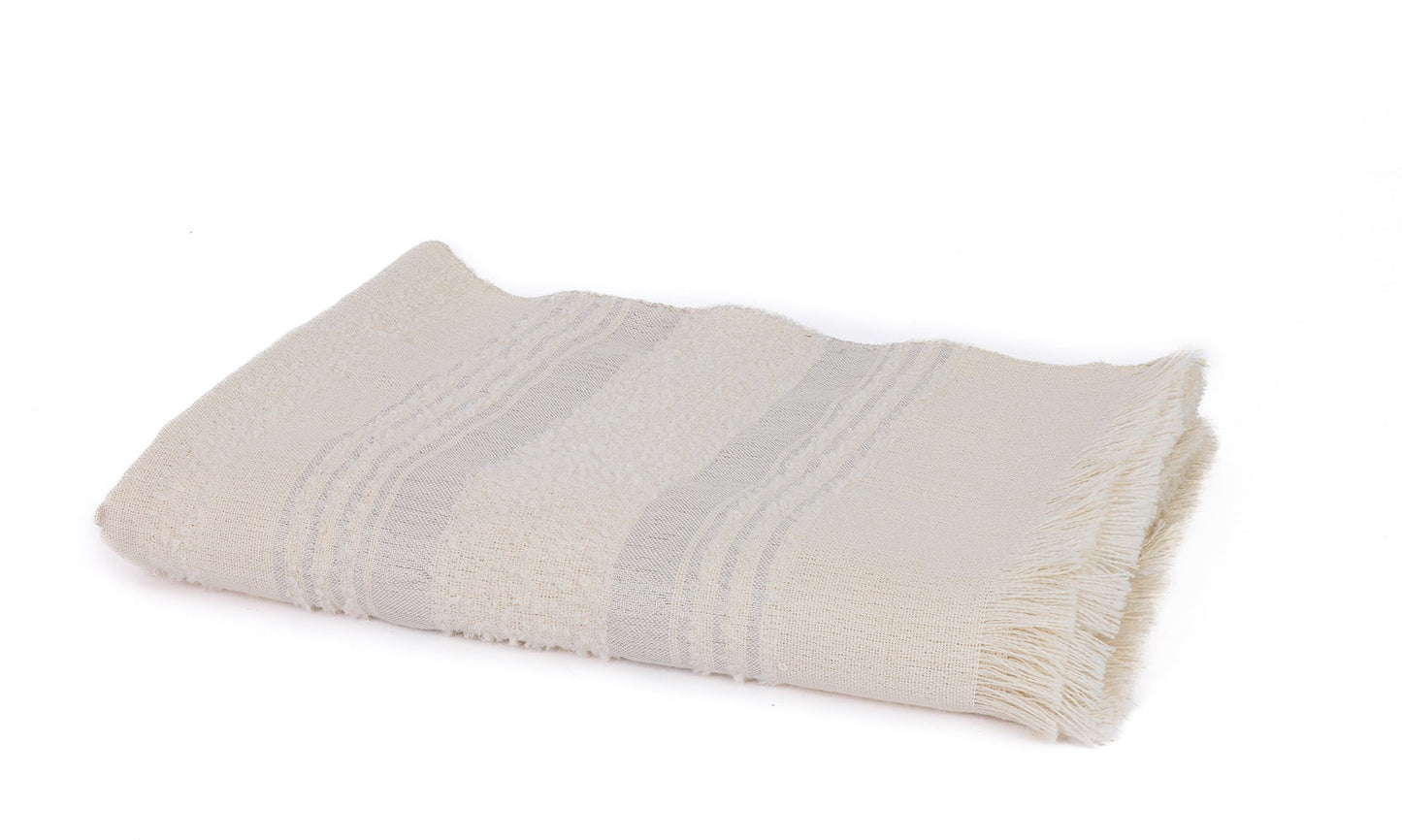 Handloomed Alpaca Throw Blanket - Silver & Ivory Moon Mist - Allira Collection