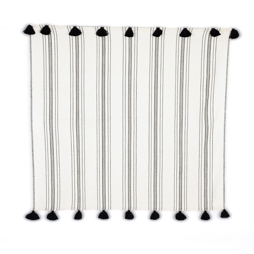 Handloomed 100% Alpaca Throw Blanket - Ink & Ivory Pinstripe - Miska Collection