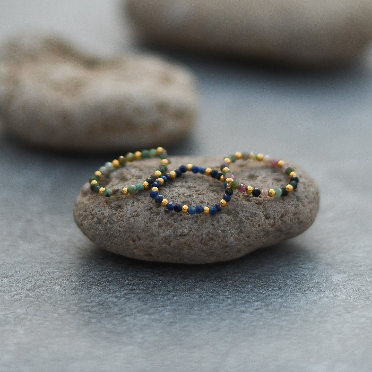 Multi-Stone Gemstone Bead Elastic Ring - Thailand