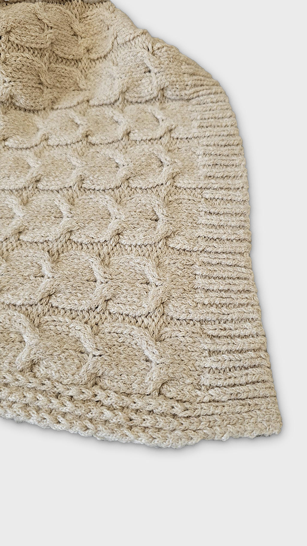 Handloomed Peruvian Pima Cotton & Undyed Baby Alpaca Light Tan Cable Throw Blanket - Muru Collection