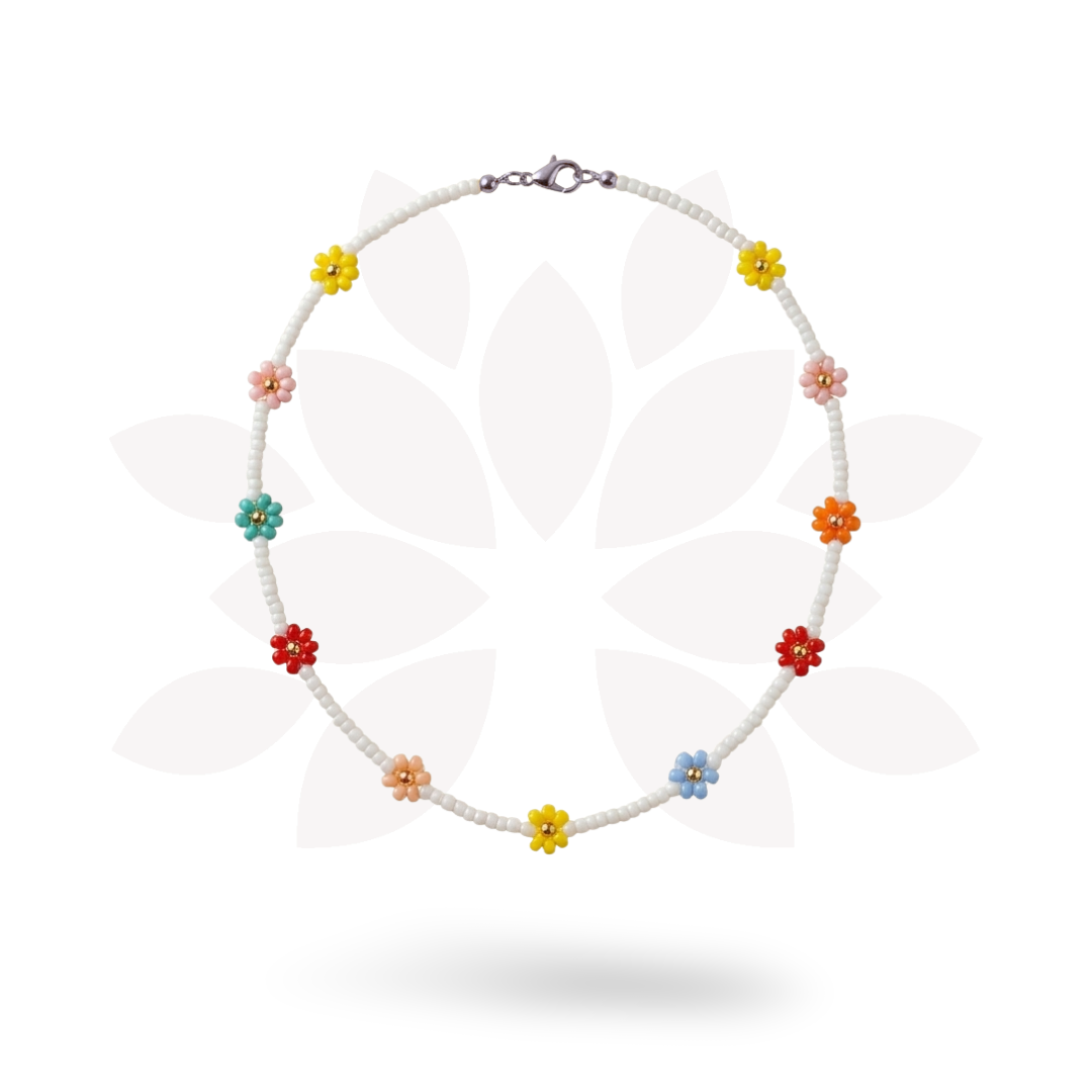 Daisy Seed Bead Floral Boho Choker - Guatemala
