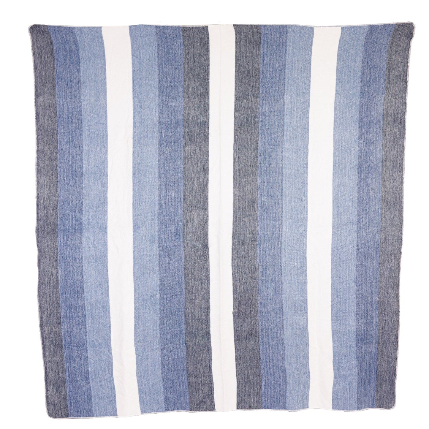 Alpaca Throw Blanket Handwoven From Ecuador - Denim Blues, Light Black & Cream - Nawi Collection