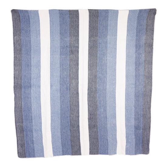 Alpaca Throw Blanket Handwoven From Ecuador - Denim Blues, Light Black & Cream - Nawi Collection