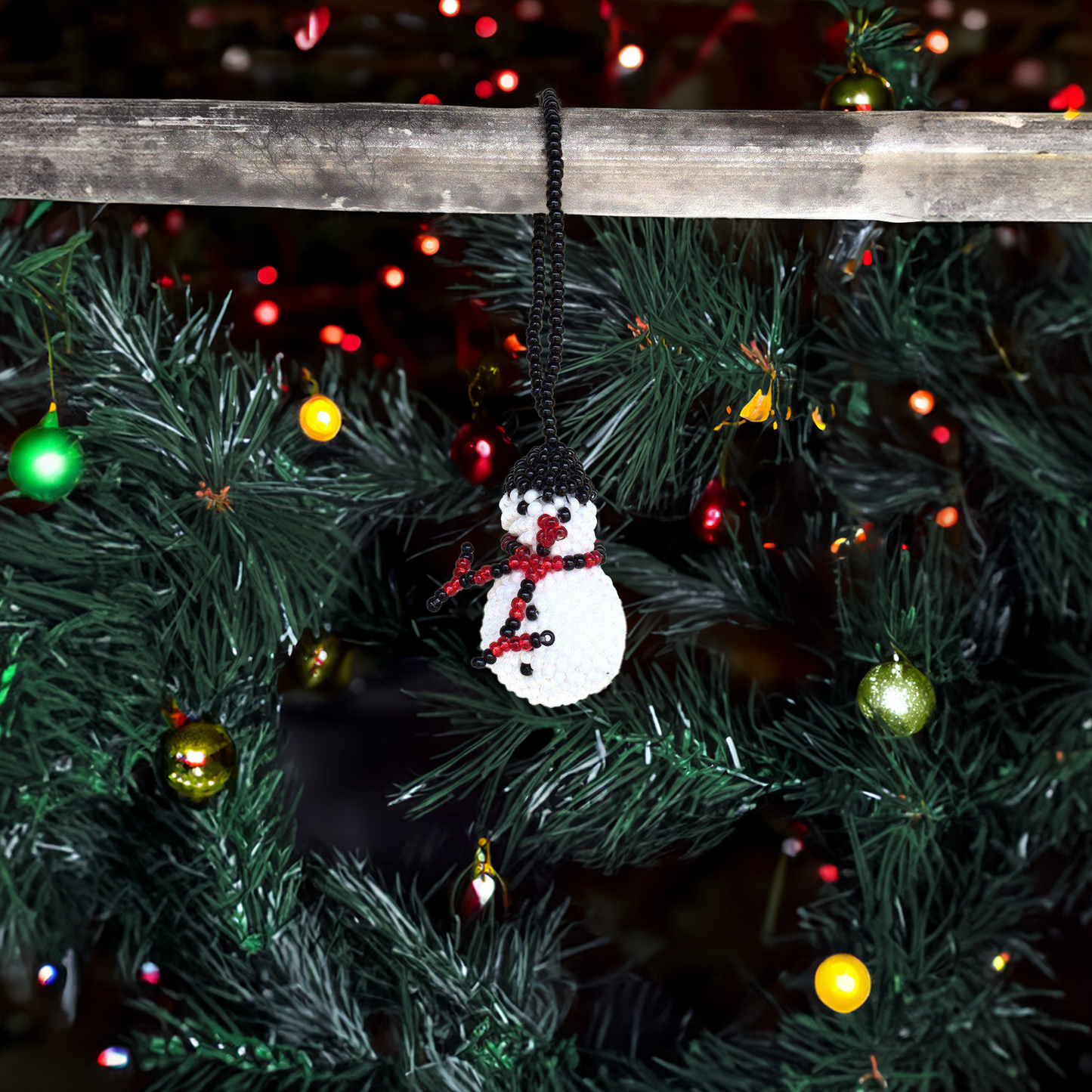 Snowman Seed Bead Ornament - Guatemala