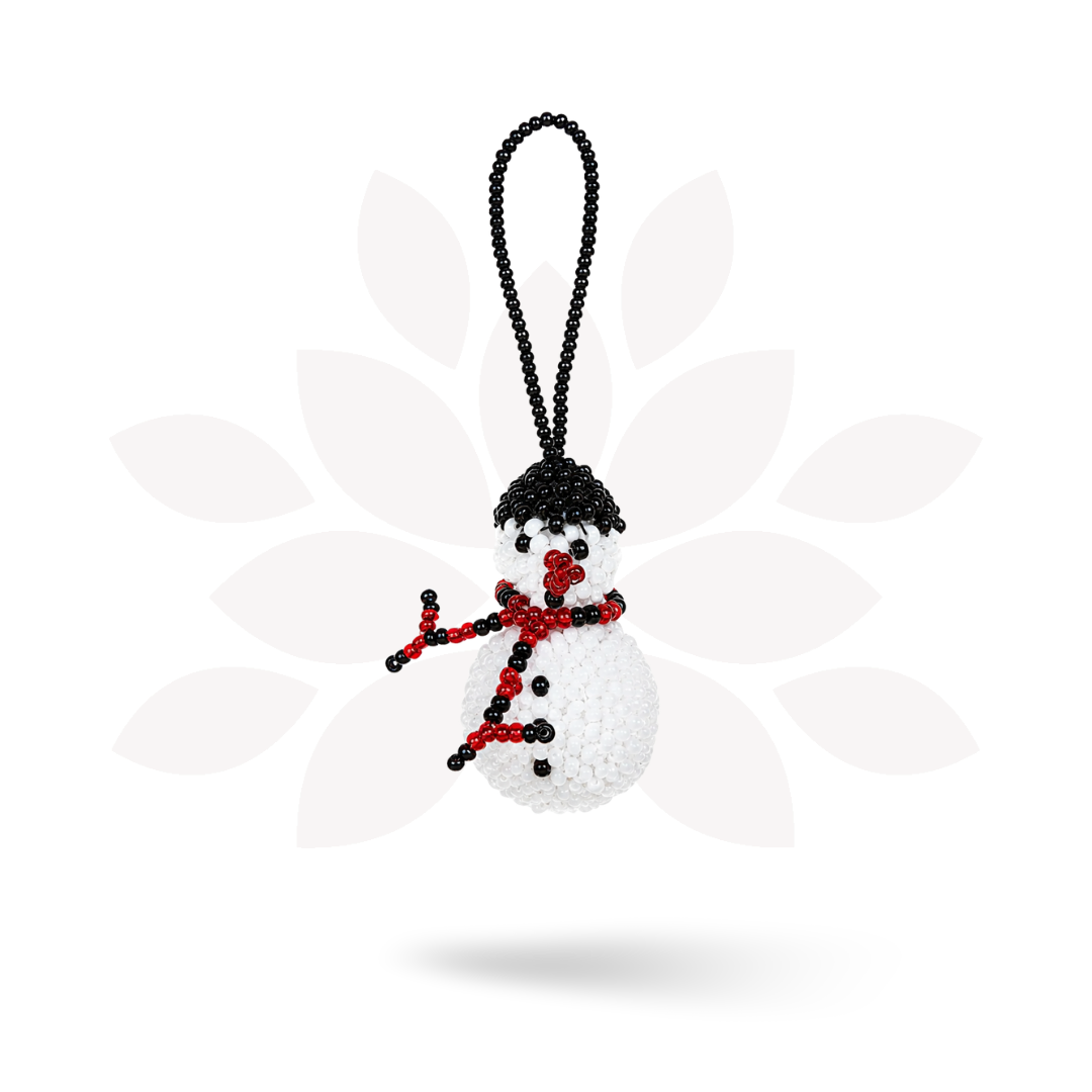 Snowman Seed Bead Ornament - Guatemala