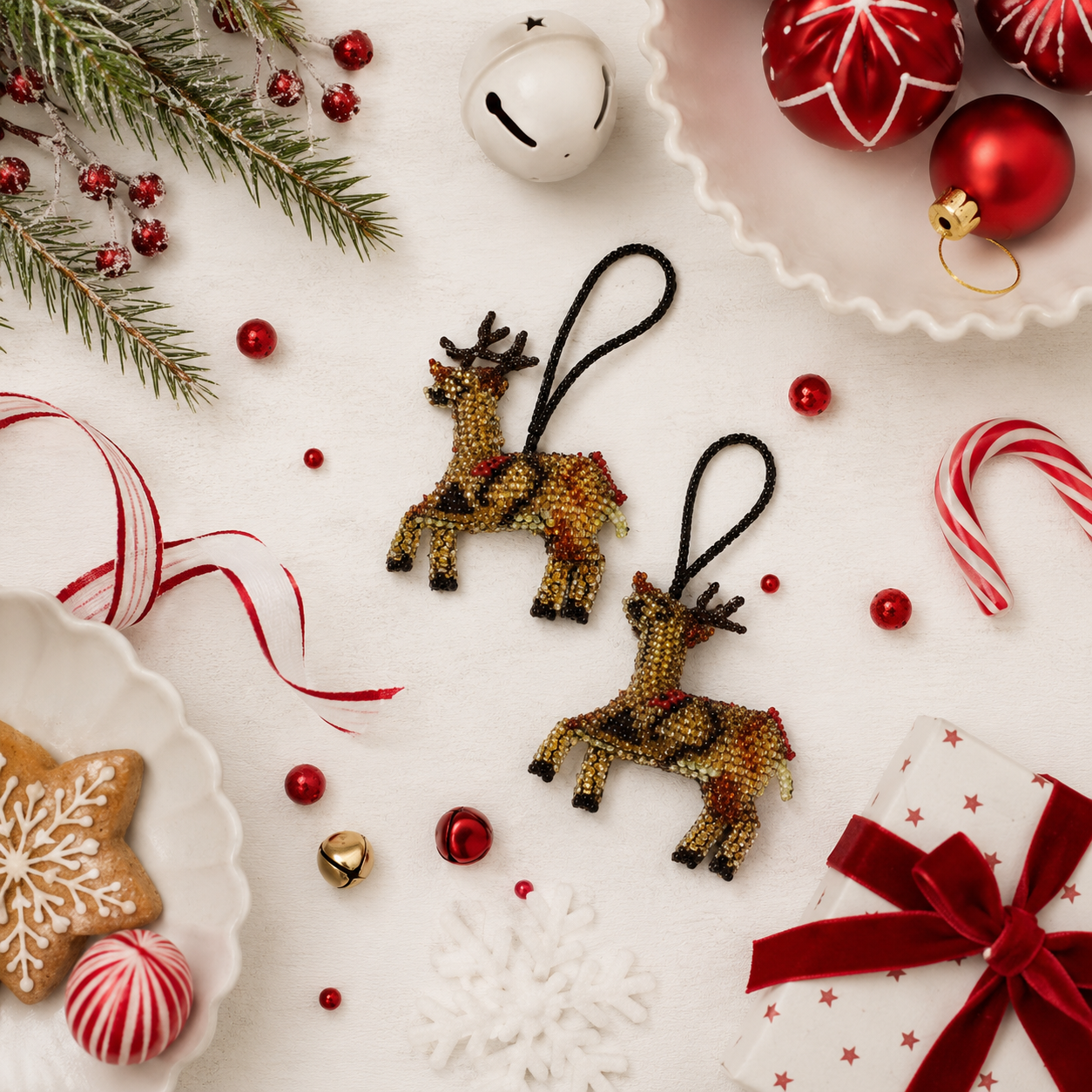 Reindeer Seed Bead Ornament - Guatemala