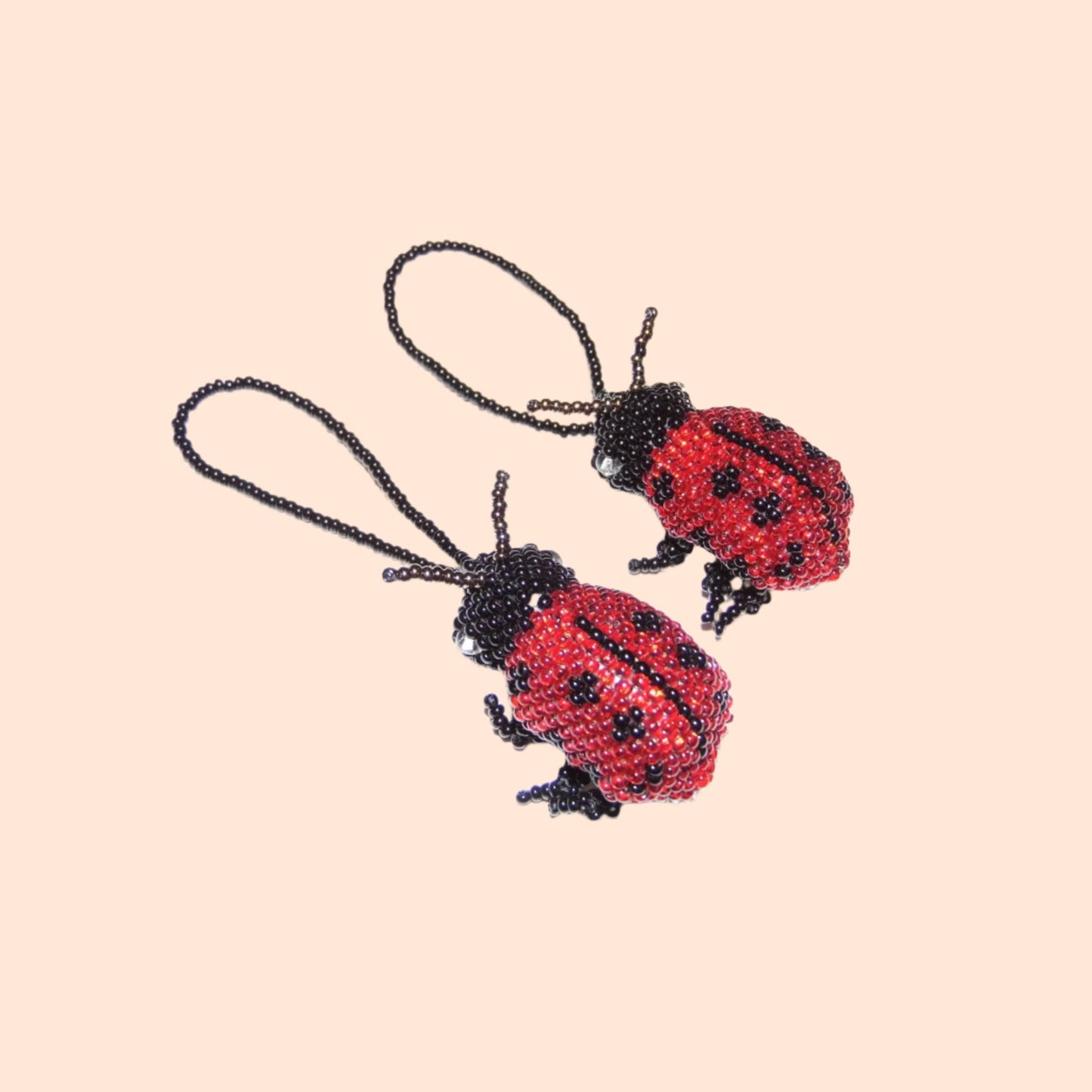 Lady Bug Seed Bead Handcrafted Artisan Made Ornament - Guatemala