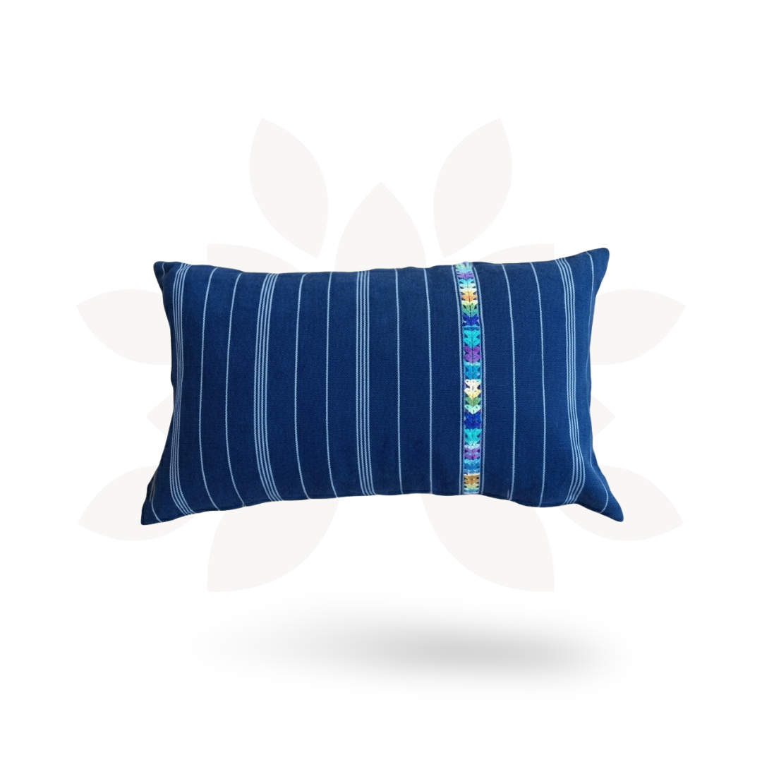 Up-cycled Denim Textile Blue Lumbar Pillow Cover - Guatemala