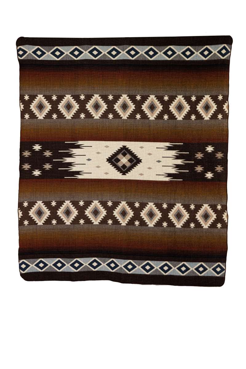 Handwoven Reversible Sunset Diamond Red Brown Blue & Cream Alpaca Throw Blanket - Yachana Collection