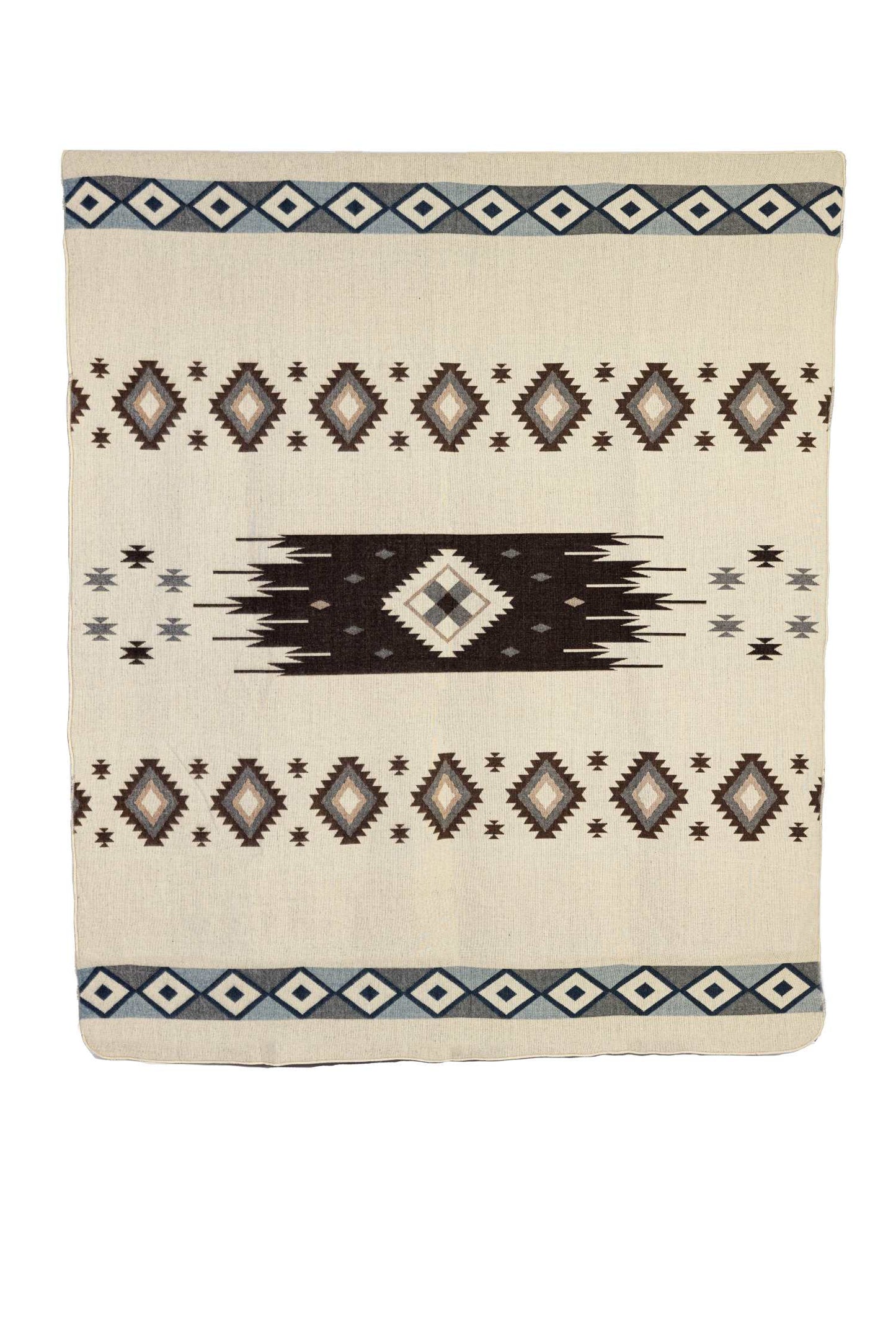 Handwoven Reversible Sunset Diamond Red Brown Blue & Cream Alpaca Throw Blanket - Yachana Collection
