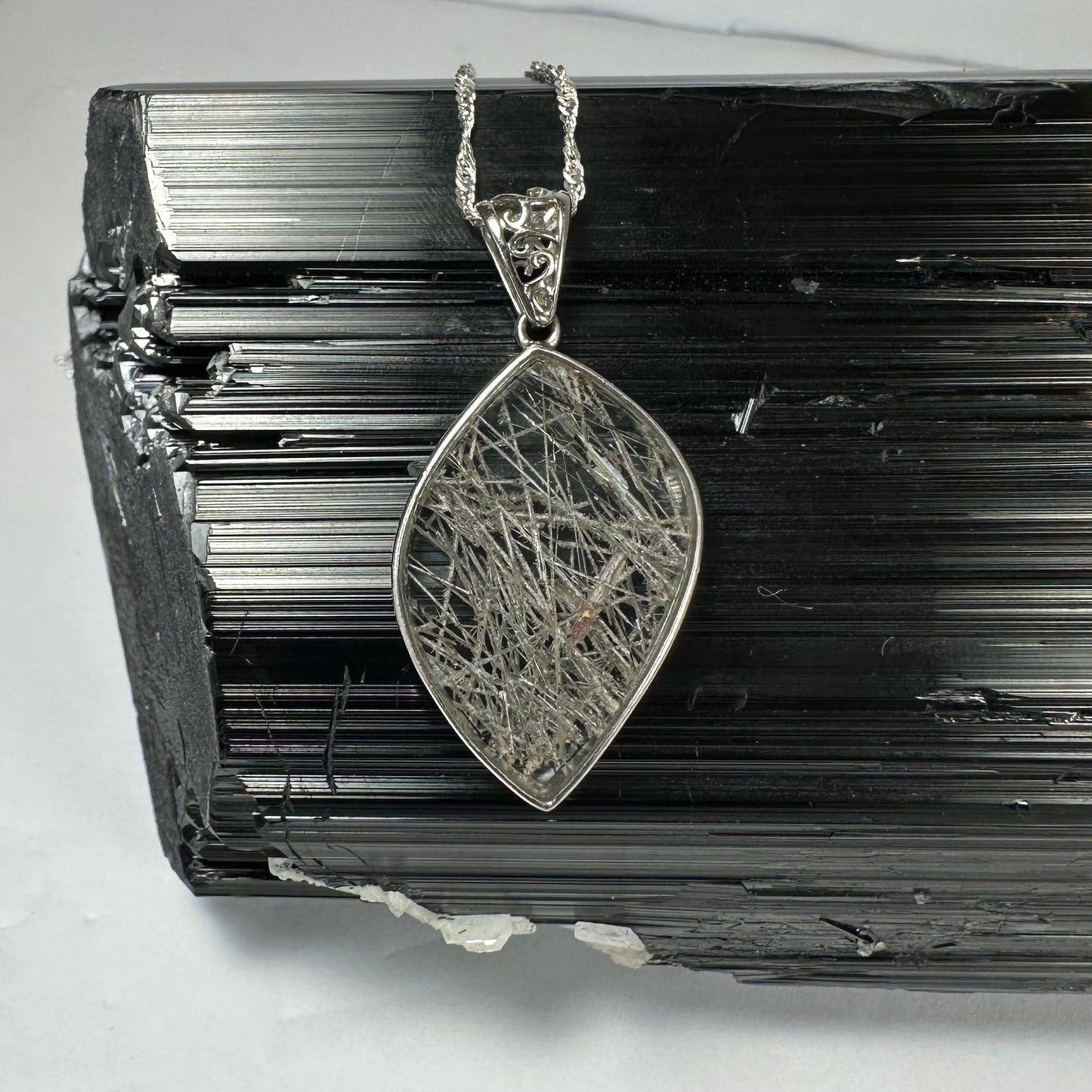 Rutilated Quartz Flame Pendant