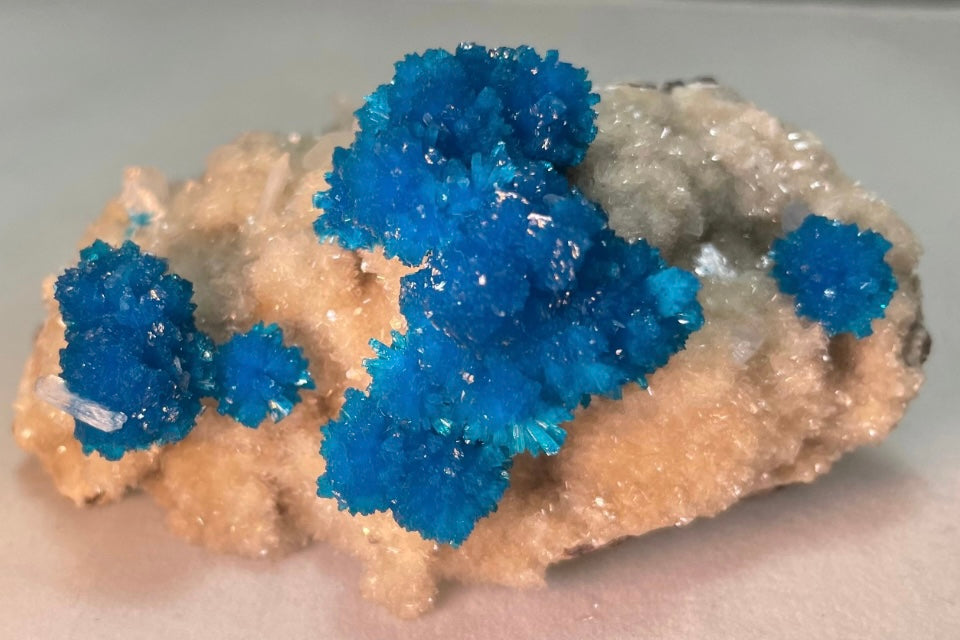 Cavansite with Stilbite on Matrix from Pune, Maharashtra, India