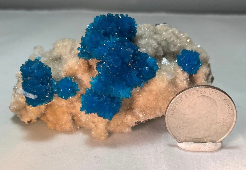 Cavansite with Stilbite on Matrix from Pune, Maharashtra, India