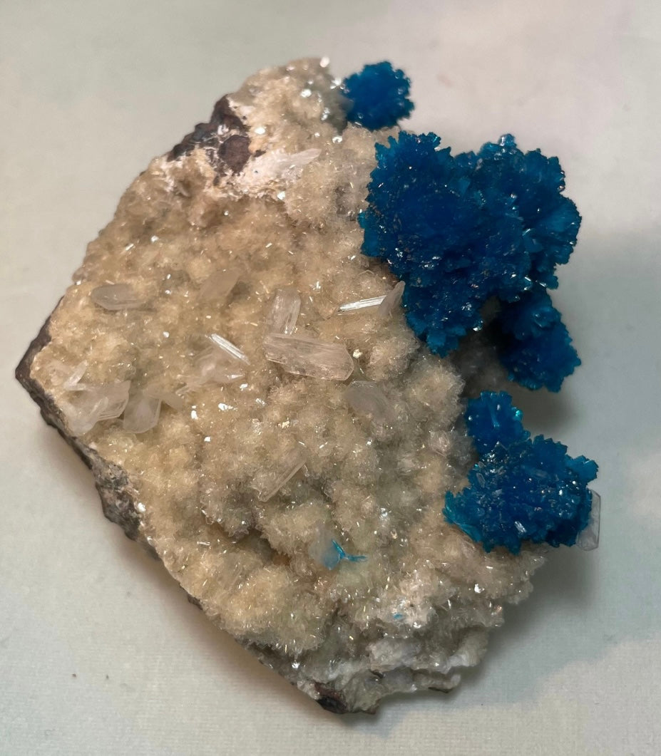 Cavansite with Stilbite on Matrix from Pune, Maharashtra, India