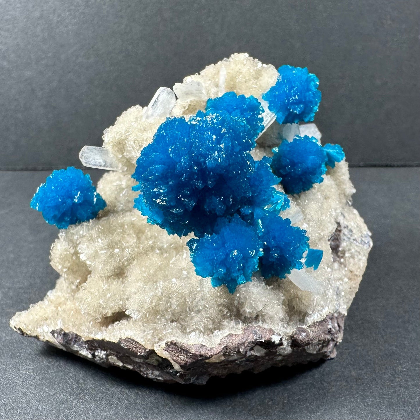 Cavansite with Stilbite on Matrix from Pune, Maharashtra, India