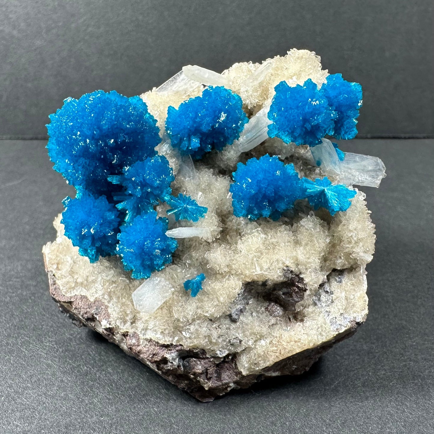 Cavansite with Stilbite on Matrix from Pune, Maharashtra, India