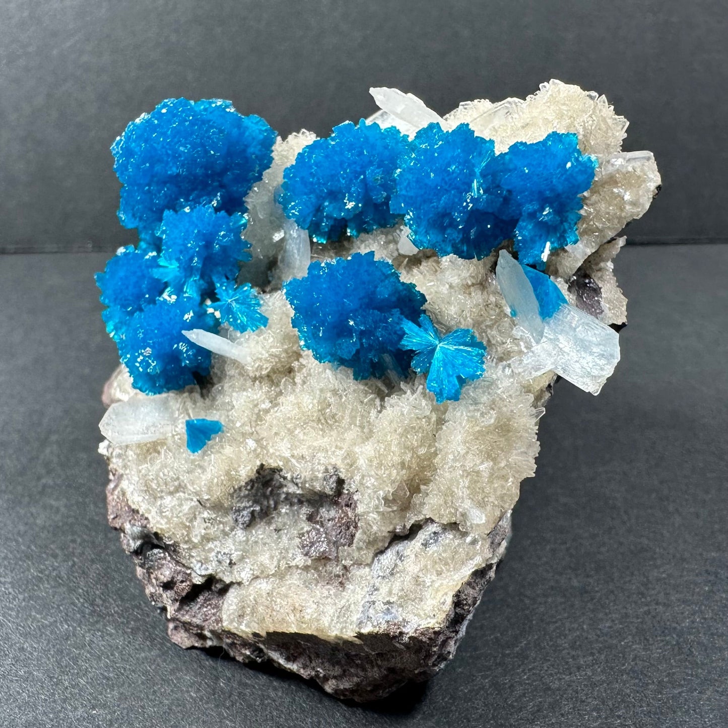 Cavansite with Stilbite on Matrix from Pune, Maharashtra, India