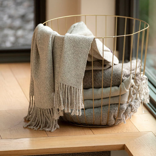 Handloomed Undyed Baby Alpaca & Peruvian Pima Cotton Silver Throw Blanket From Peru - Kulsi Collection