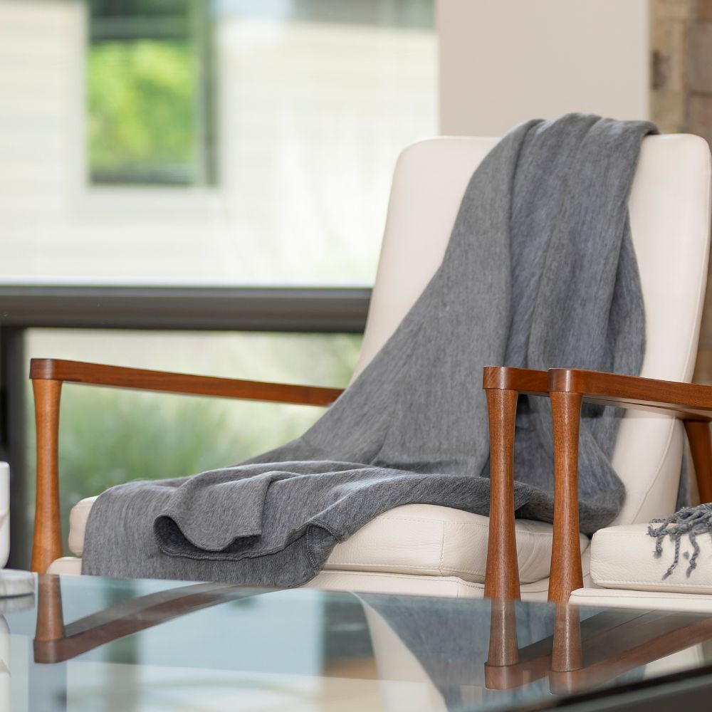 Reversible Alpaca Throw Blanket Handwoven From Ecuador - Storm Grays - Kani Collection