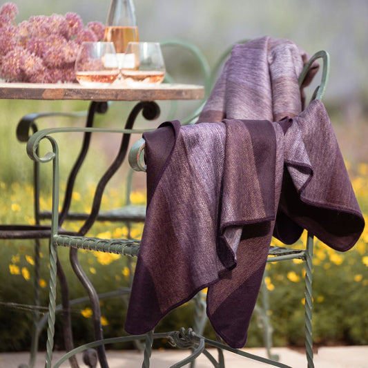 Alpaca Throw Blanket Handwoven From Ecuador -  Deep Purples - Nawi Collection