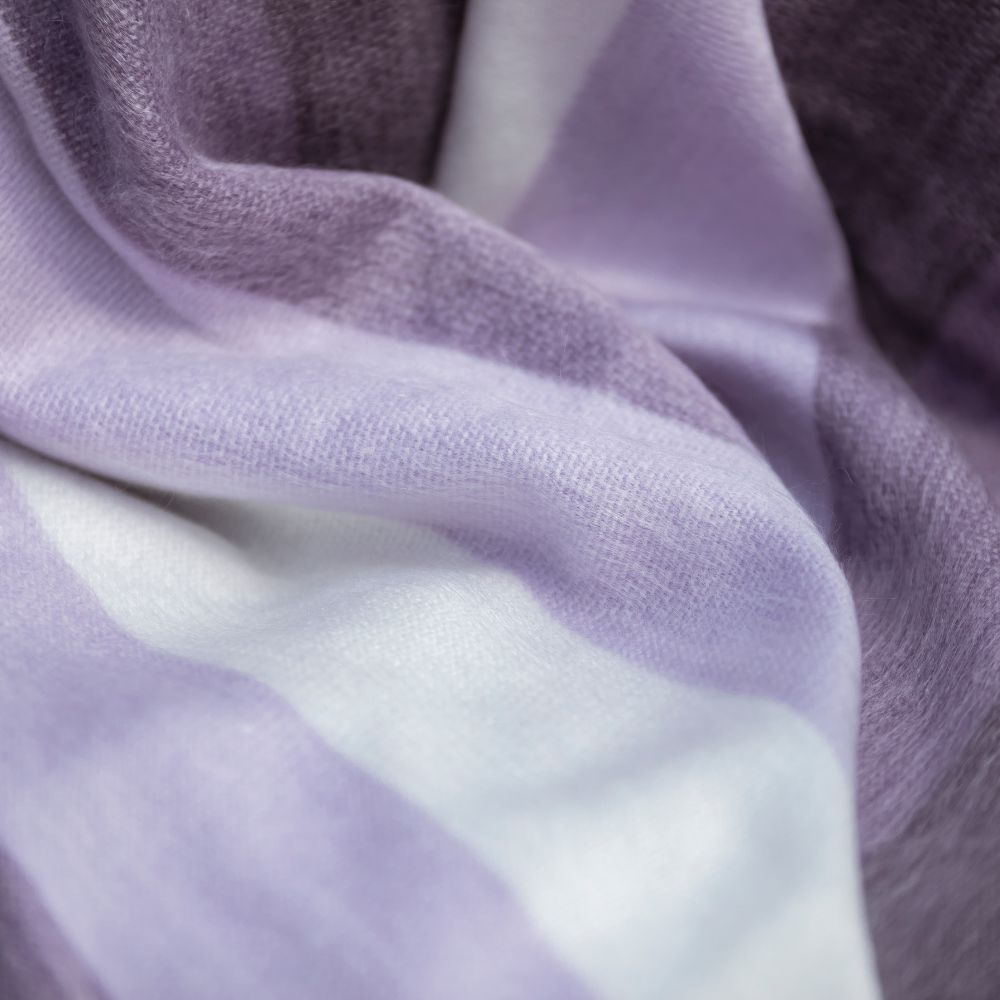 Alpaca Throw Blanket Handwoven From Ecuador - Purples Lavender & Cream - Nawi Collection