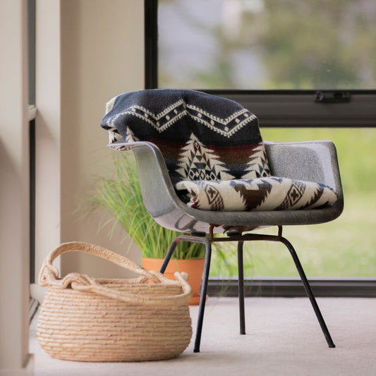 Handwoven Reversible Brown Red Wave Alpaca Throw Blanket- Yachana Collection