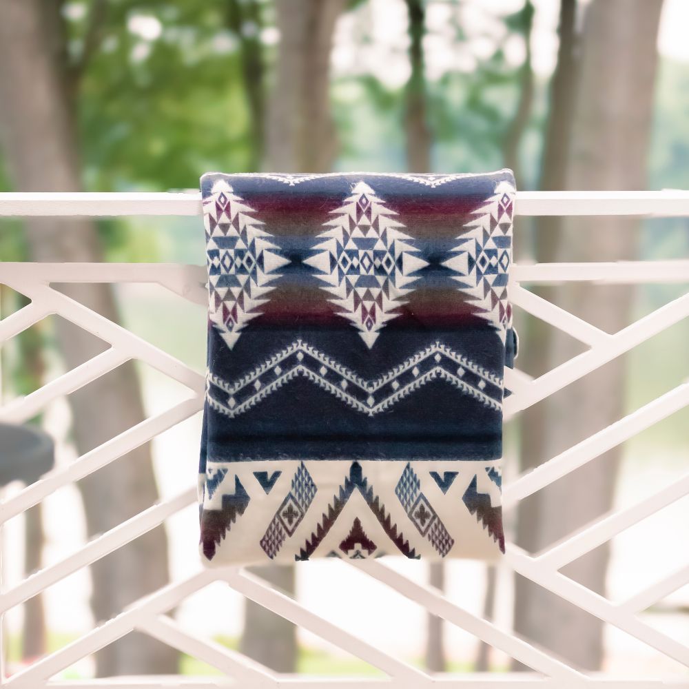 Handwoven Reversible Brown Red Wave Alpaca Throw Blanket- Yachana Collection