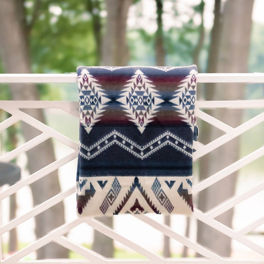 Handwoven Reversible Brown Red Wave Alpaca Throw Blanket- Yachana Collection