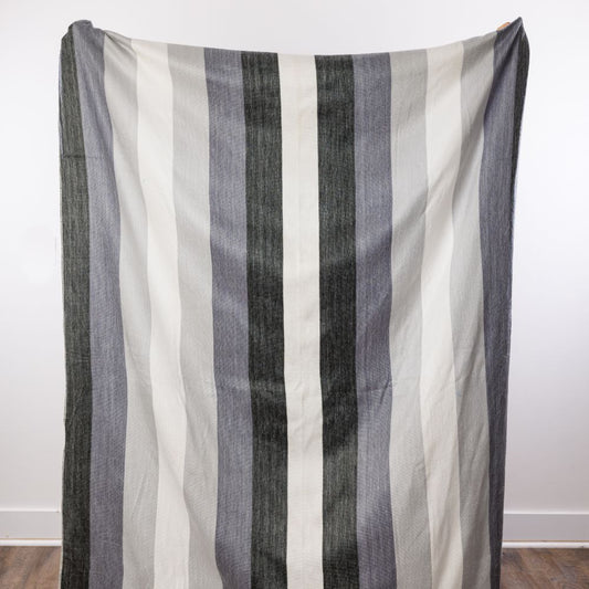 Alpaca Throw Blanket Handwoven From Ecuador - Black Grays & White - Nawi Collection