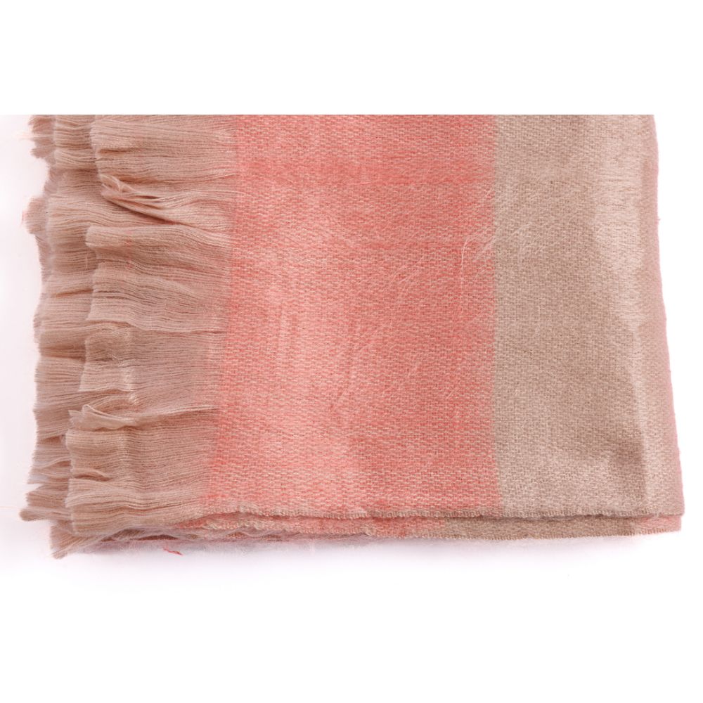 Handwoven Alpaca Throw Blanket From Ecuador - Faded Coral with Eyelash Trim - Kallpa Collection