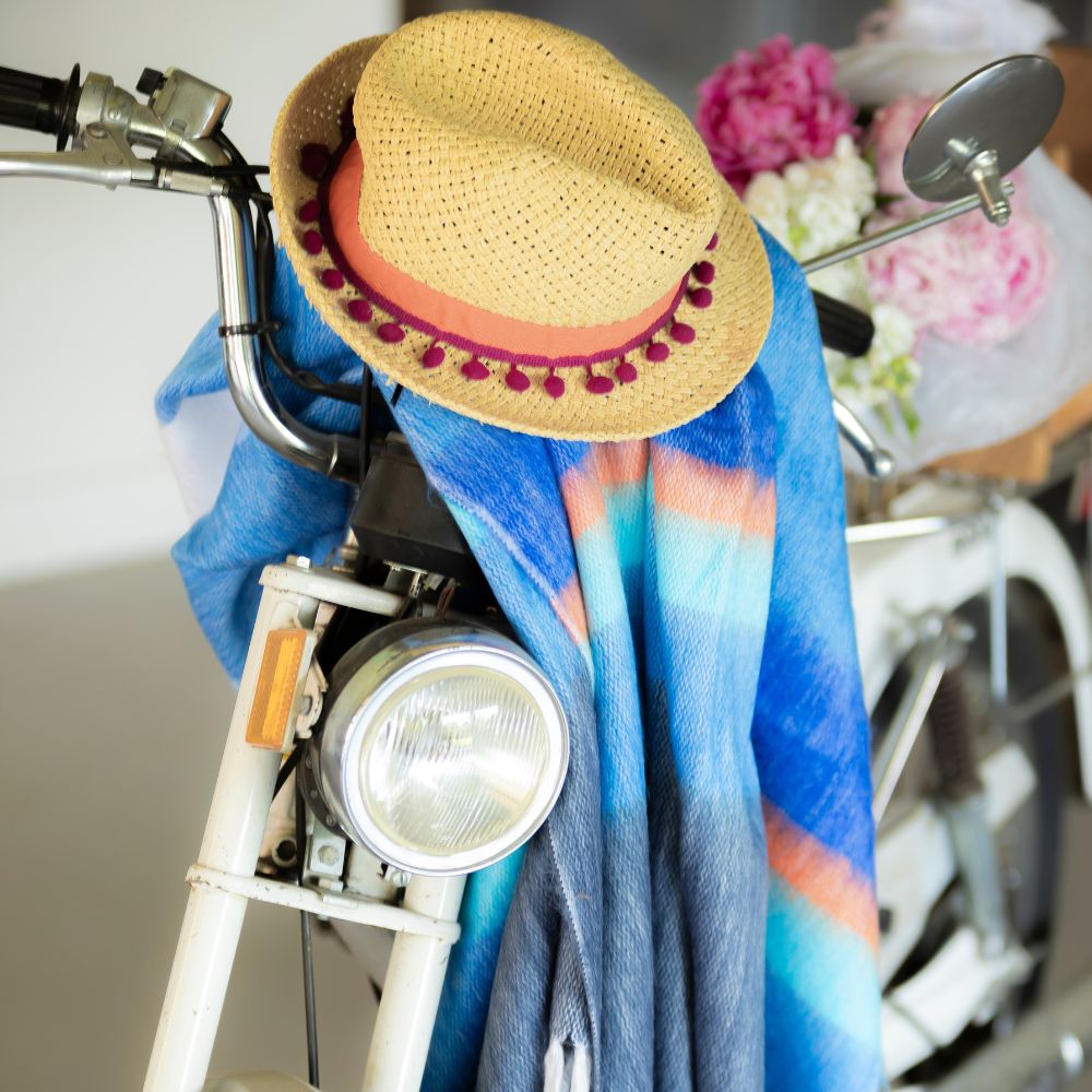 Handwoven Alpaca Throw Blanket From Ecuador - Vibrant Blues, Hot Pink, Orange & White - Kallpa Collection