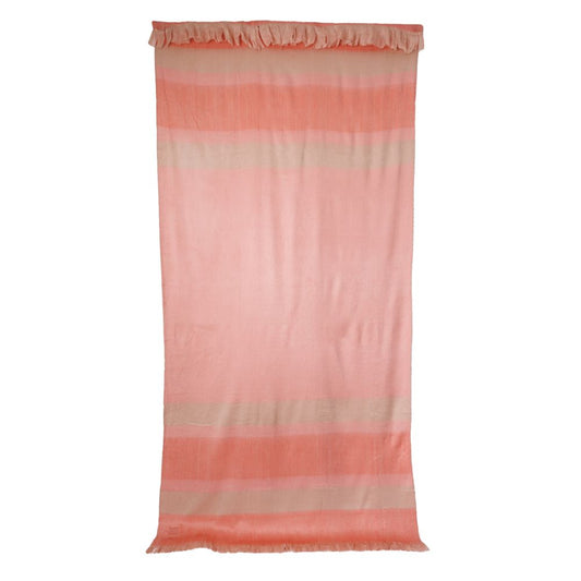 Handwoven Alpaca Throw Blanket From Ecuador - Faded Coral with Eyelash Trim - Kallpa Collection