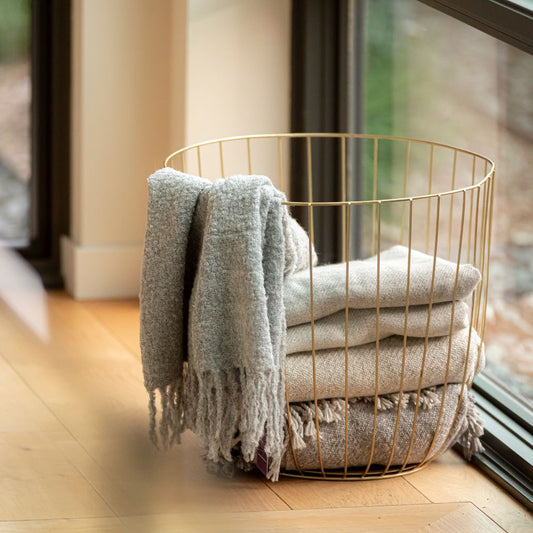 Handloomed Alpaca Bouclé Silver Throw Blanket From Peru