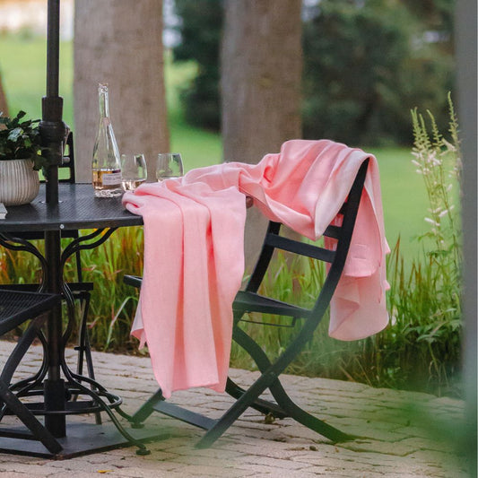 Reversible Alpaca Throw Blanket Handwoven From Ecuador - Pink & White - Kani Collection