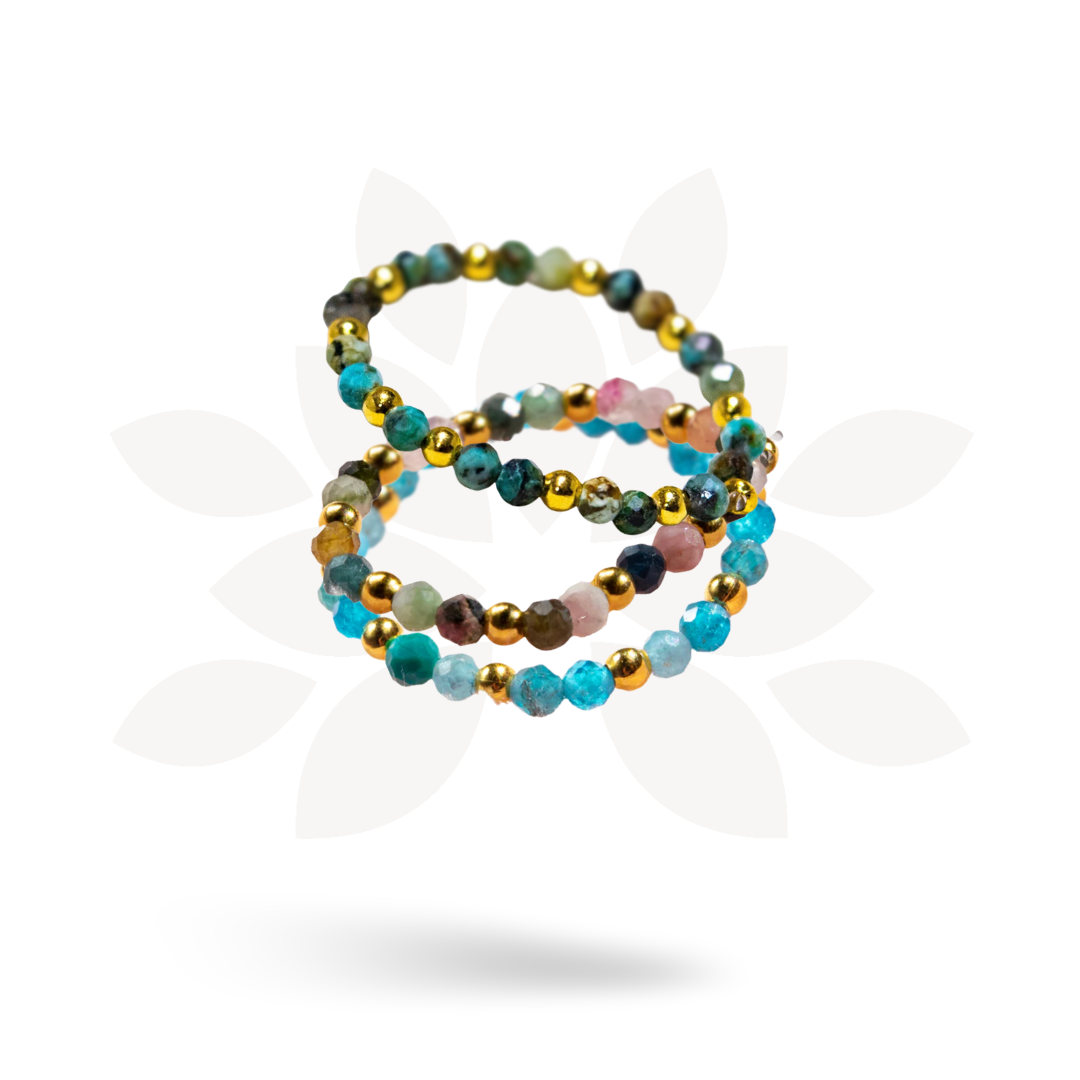 Multi-Stone Gemstone Bead Elastic Ring - Thailand