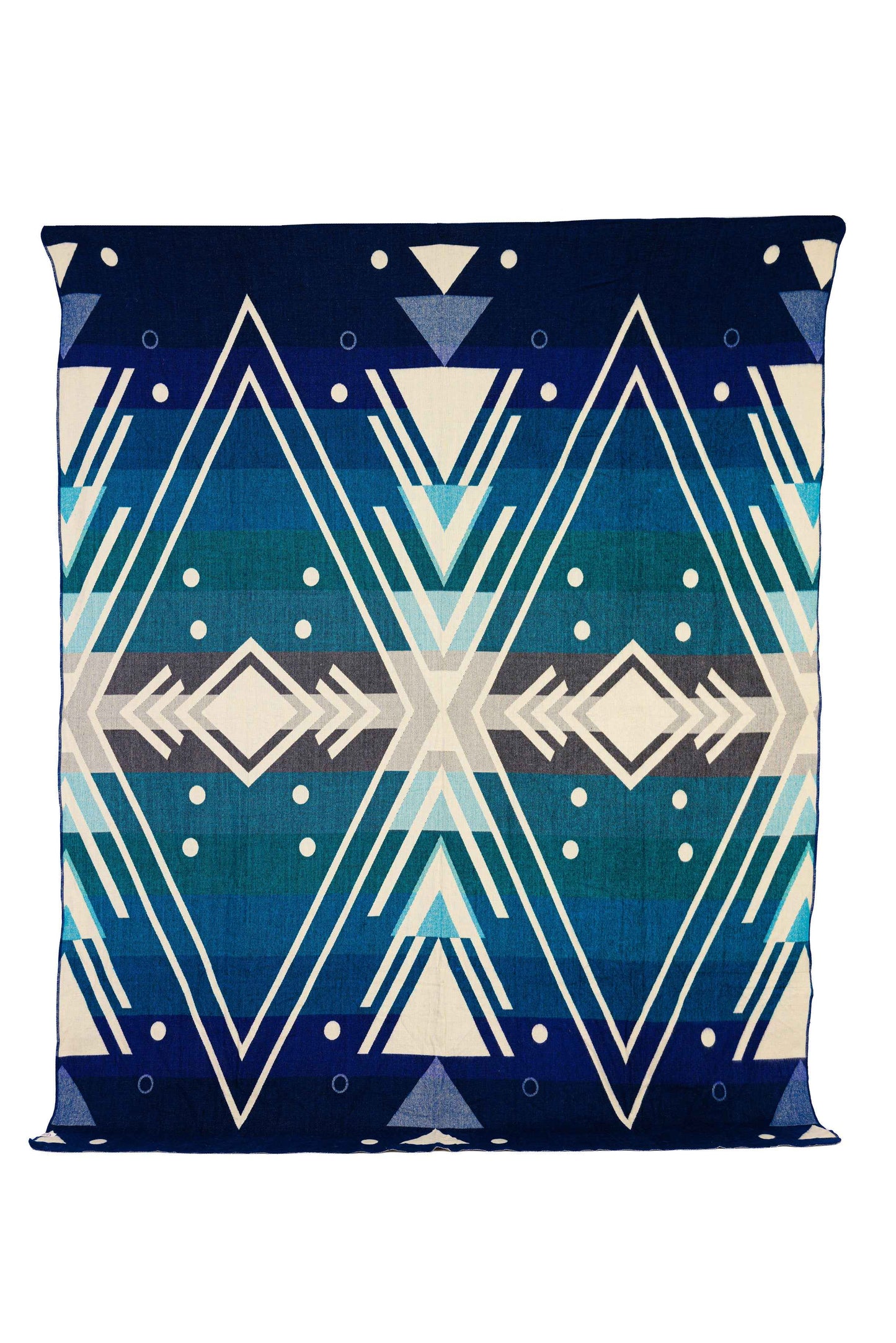 Handwoven Reversible Chevron Vibrant Blues Alpaca Throw Blanket - Yachana Collection