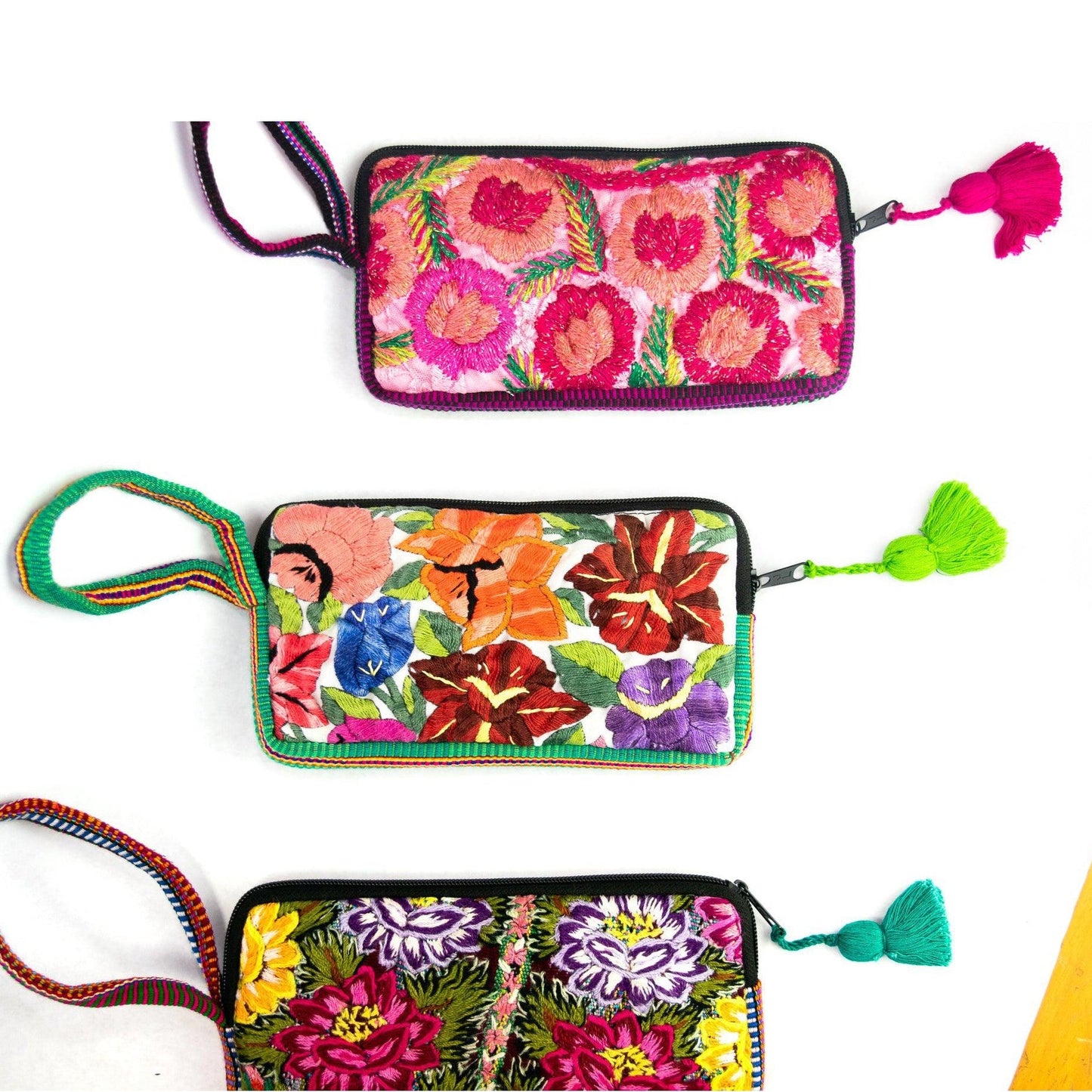 Huipil Embroidered Flower Wallet - Guatemala