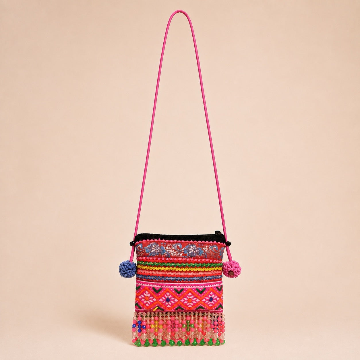 One-of-a-Kind Vintage Hmong Ceremonial Textile Crossbody Bag - Thailand
