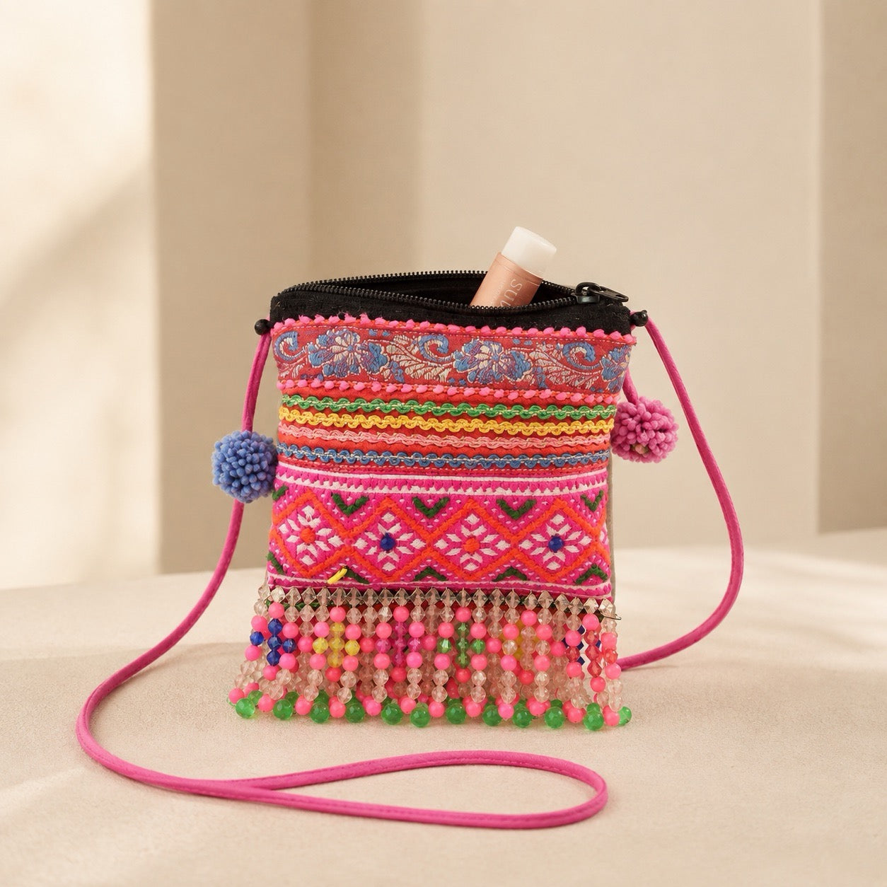 One-of-a-Kind Vintage Hmong Ceremonial Textile Crossbody Bag - Thailand