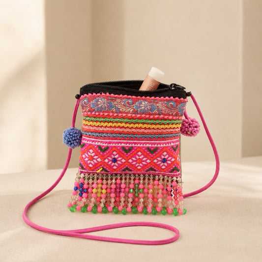 One-of-a-Kind Vintage Hmong Ceremonial Textile Crossbody Bag - Thailand