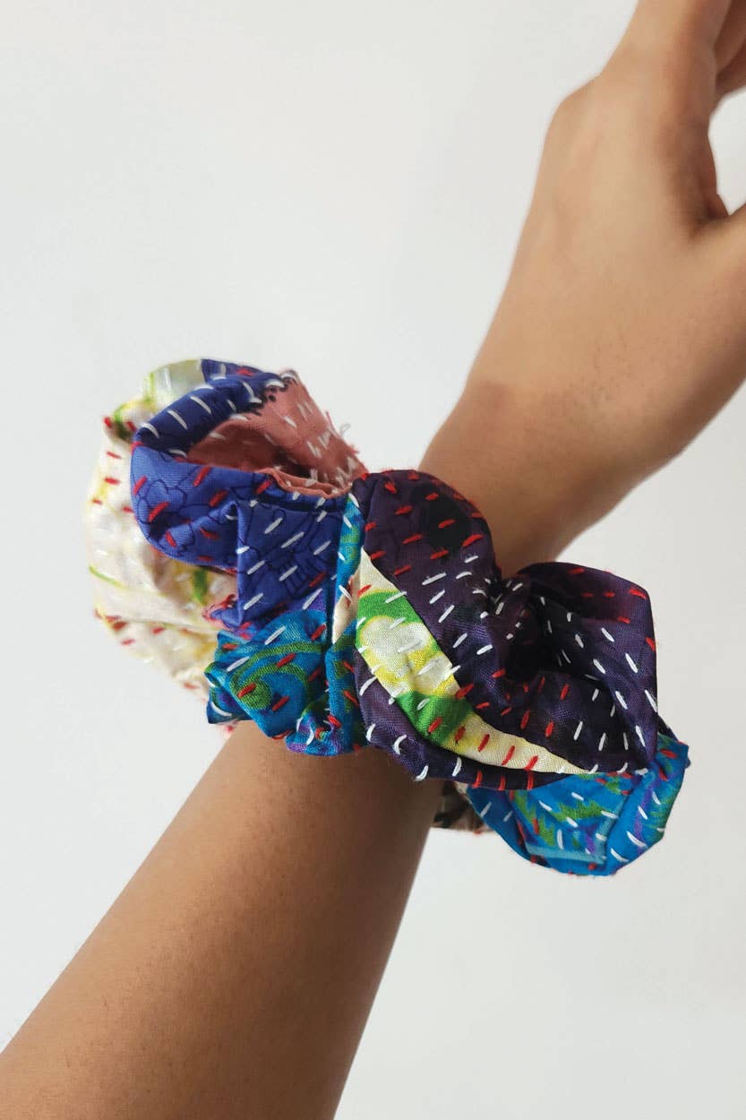 Silk Kantha Scrunchies - Set of 2